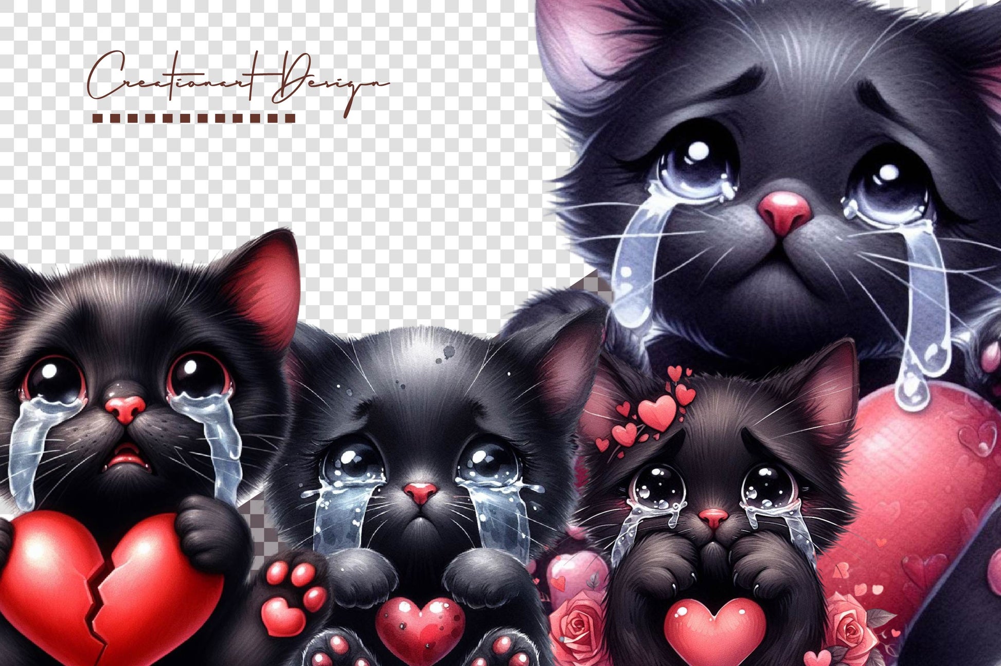Broken Black Cat Clipart Bundle - CraftNest - Digital Crafting and Art