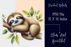 Sleepy Sloth Clipart Bundle 3 - CraftNest - Digital Crafting and Art