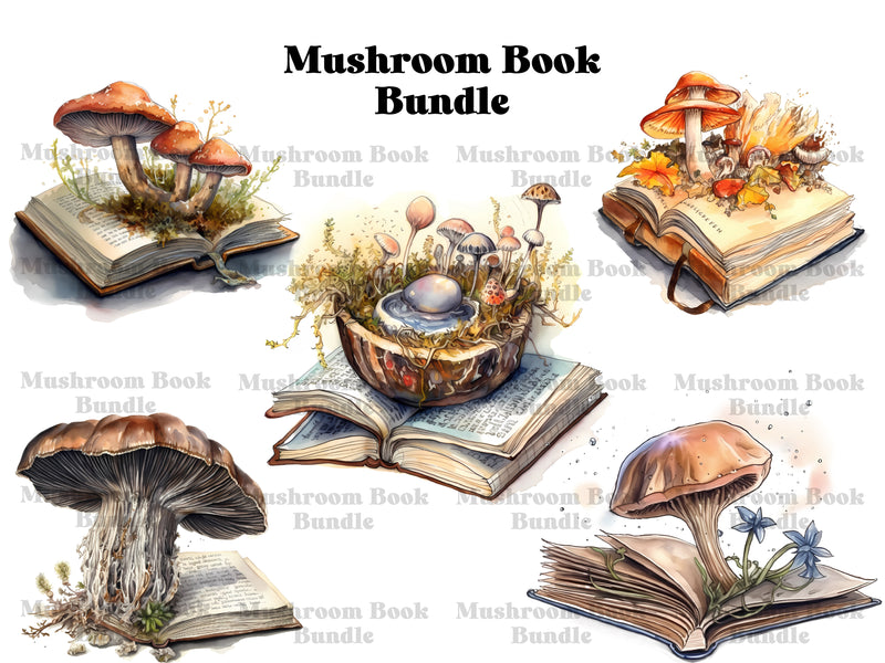 Mushroom Books Clipart - CraftNest