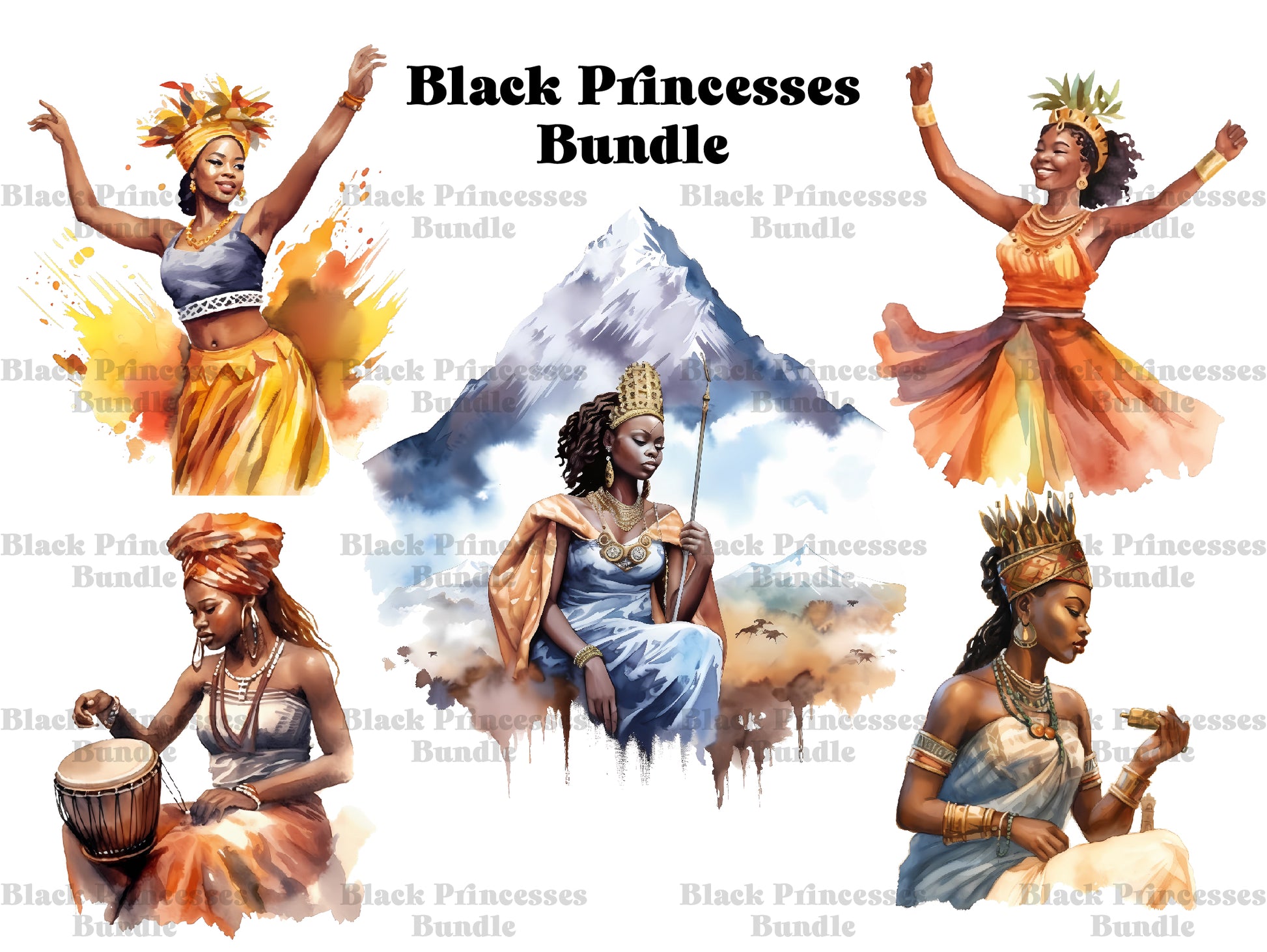 Black Princesses Clipart - CraftNest