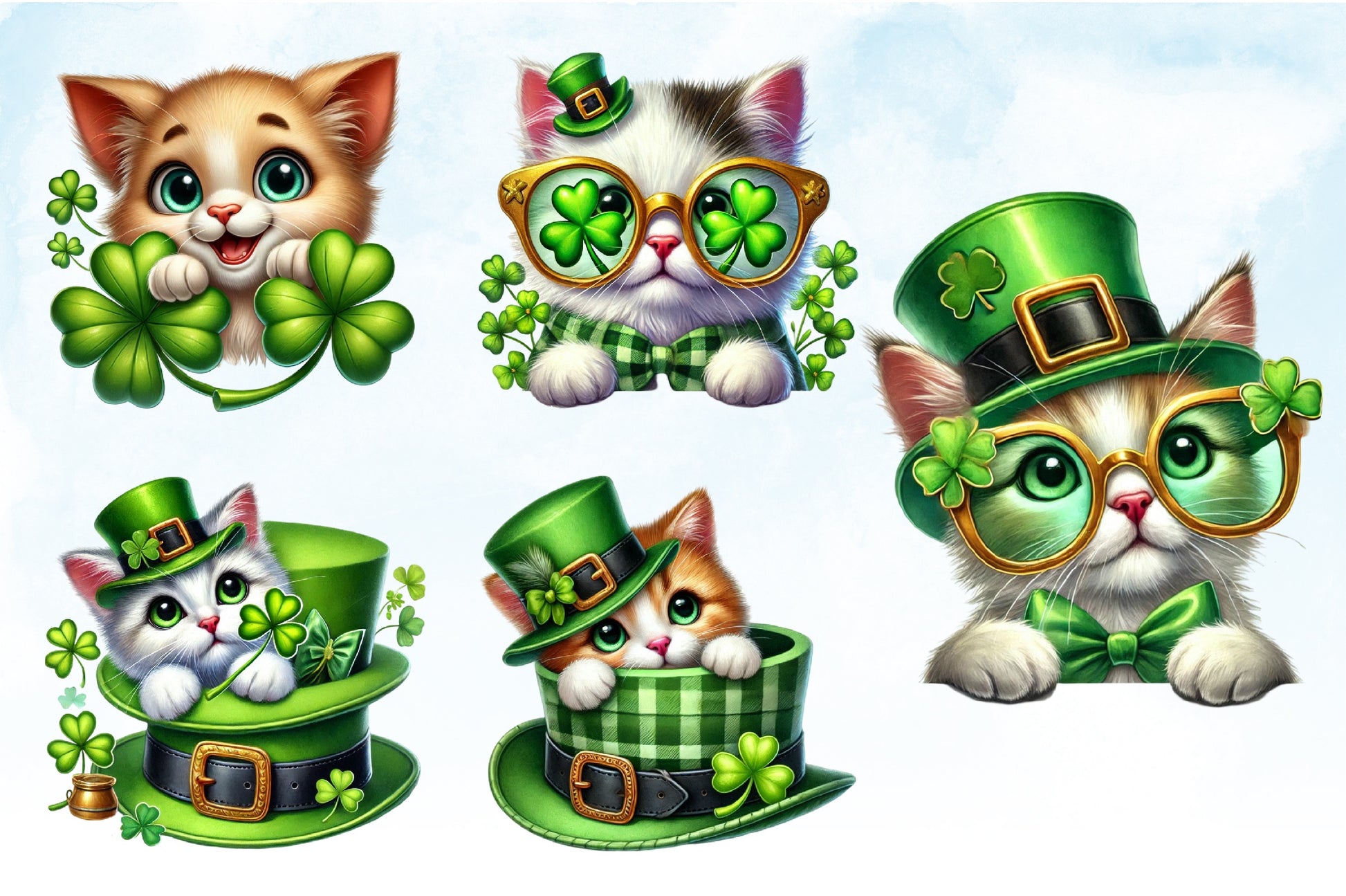 St Patrick's Day Cats Clipart Bundle 3 - CraftNest - Digital Crafting and Art