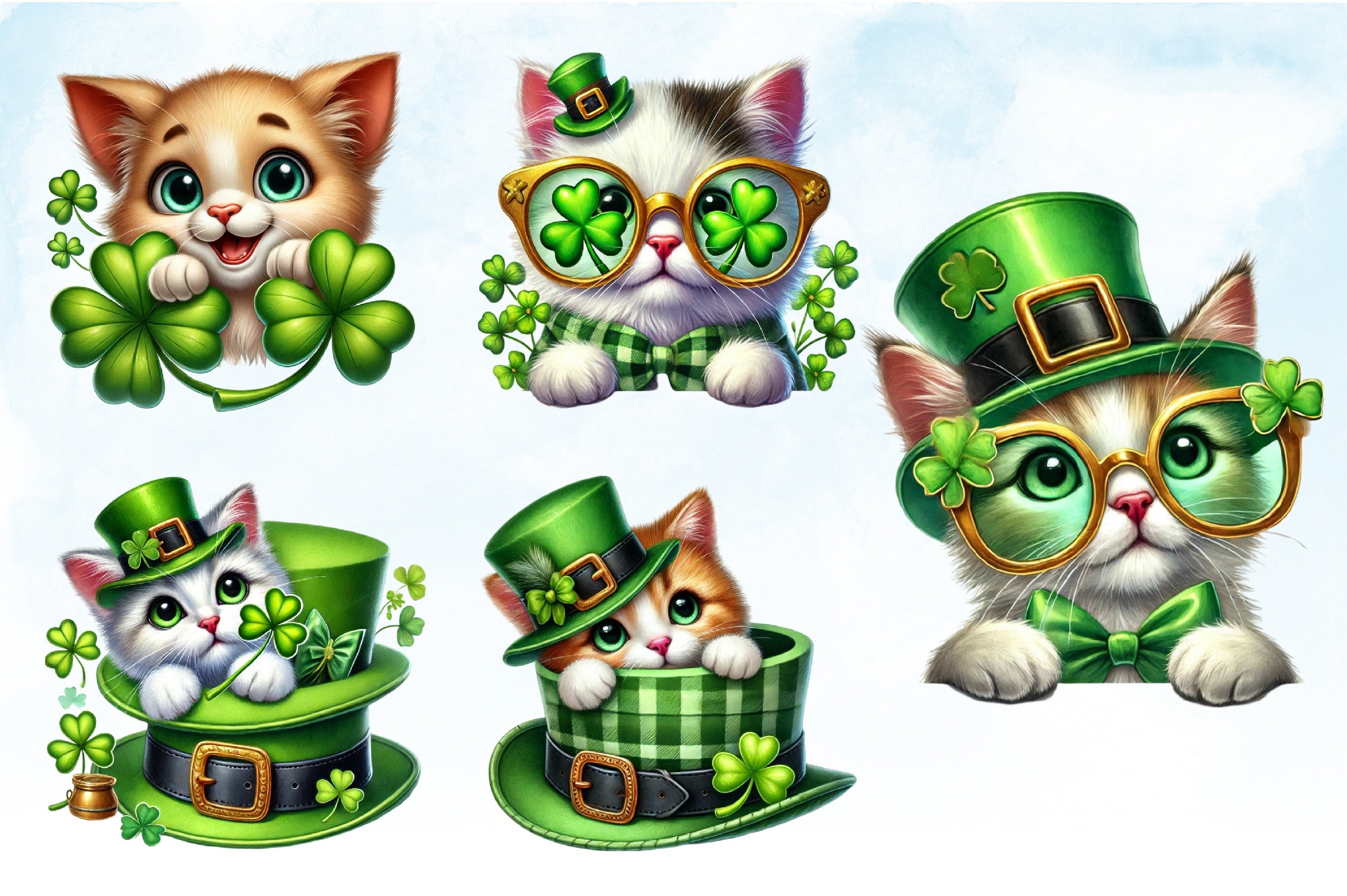 St Patrick's Day Cats Clipart Bundle 3 - CraftNest - Digital Crafting and Art