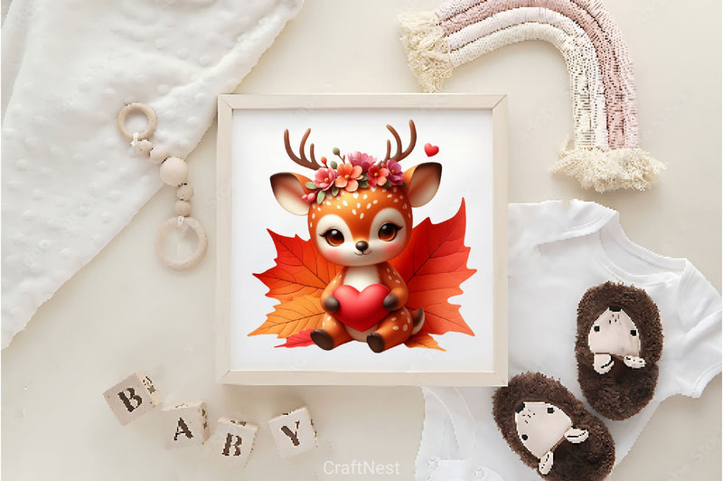 Autumn Cute Deer Clipart Bundle 2 - CraftNest - Digital Crafting and Art