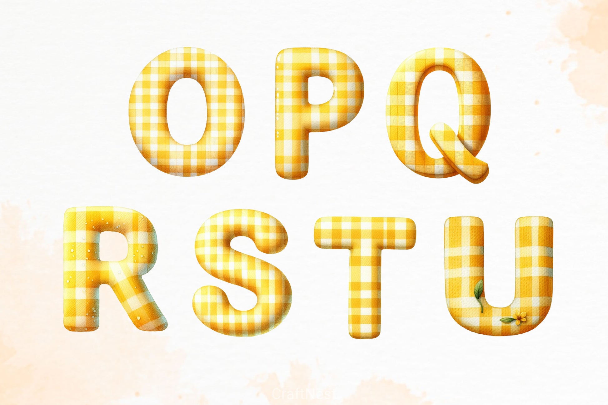 Yellow Gingham Alphabet Clipart Bundle - CraftNest - Digital Crafting and Art