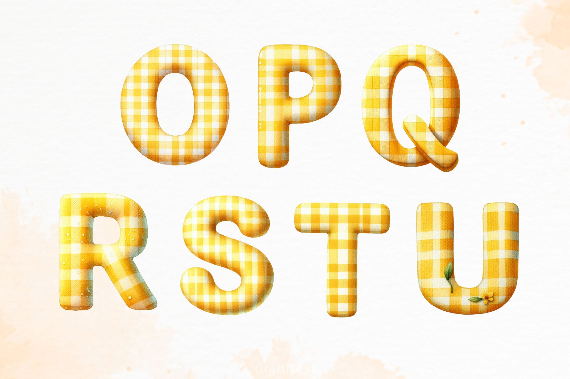 Yellow Gingham Alphabet Clipart Bundle - CraftNest - Digital Crafting and Art