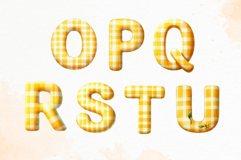 Yellow Gingham Alphabet Clipart Bundle - CraftNest - Digital Crafting and Art