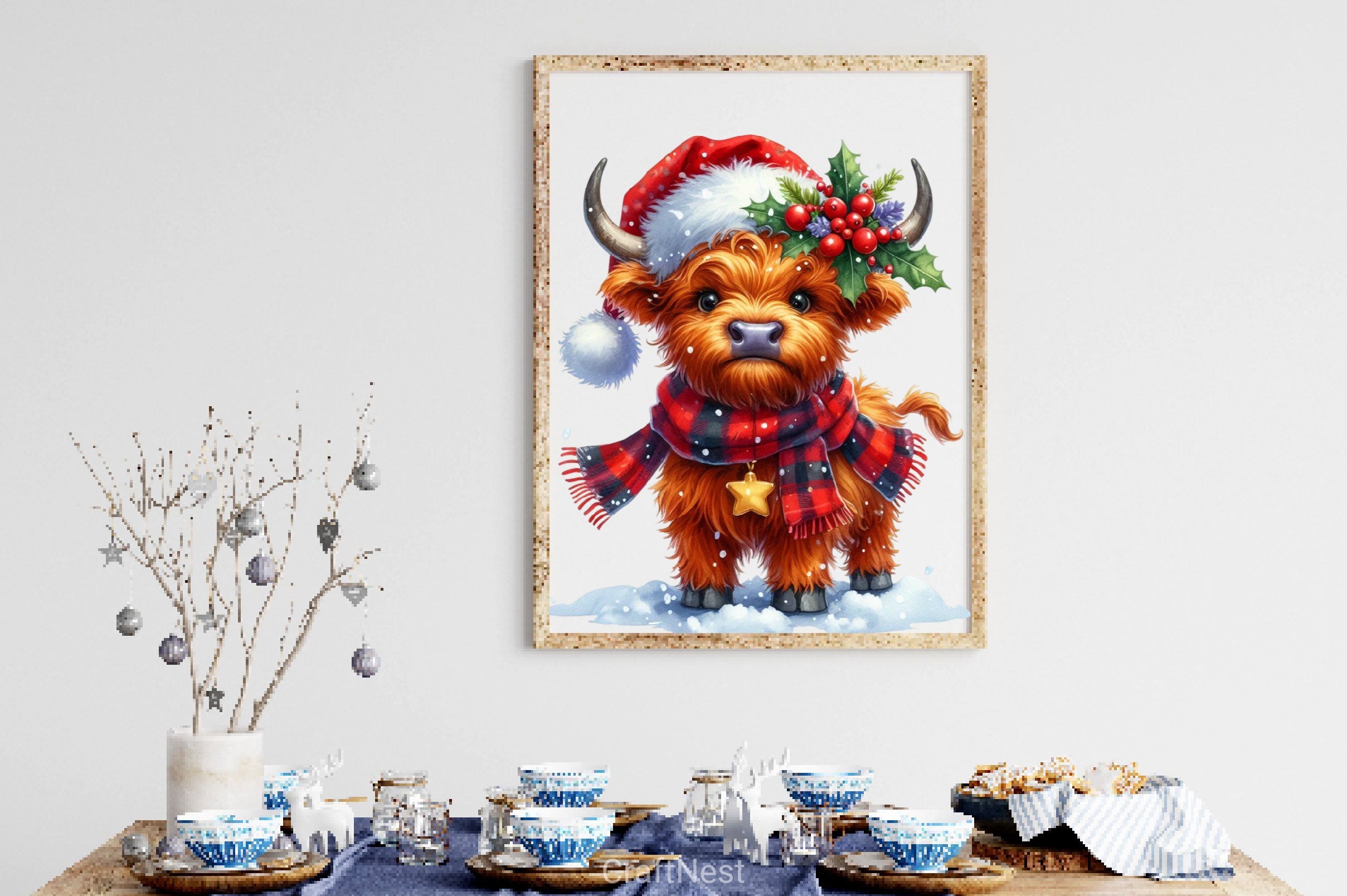 Funny Christmas Highland Cow Clipart Bundle - CraftNest - Digital Crafting and Art
