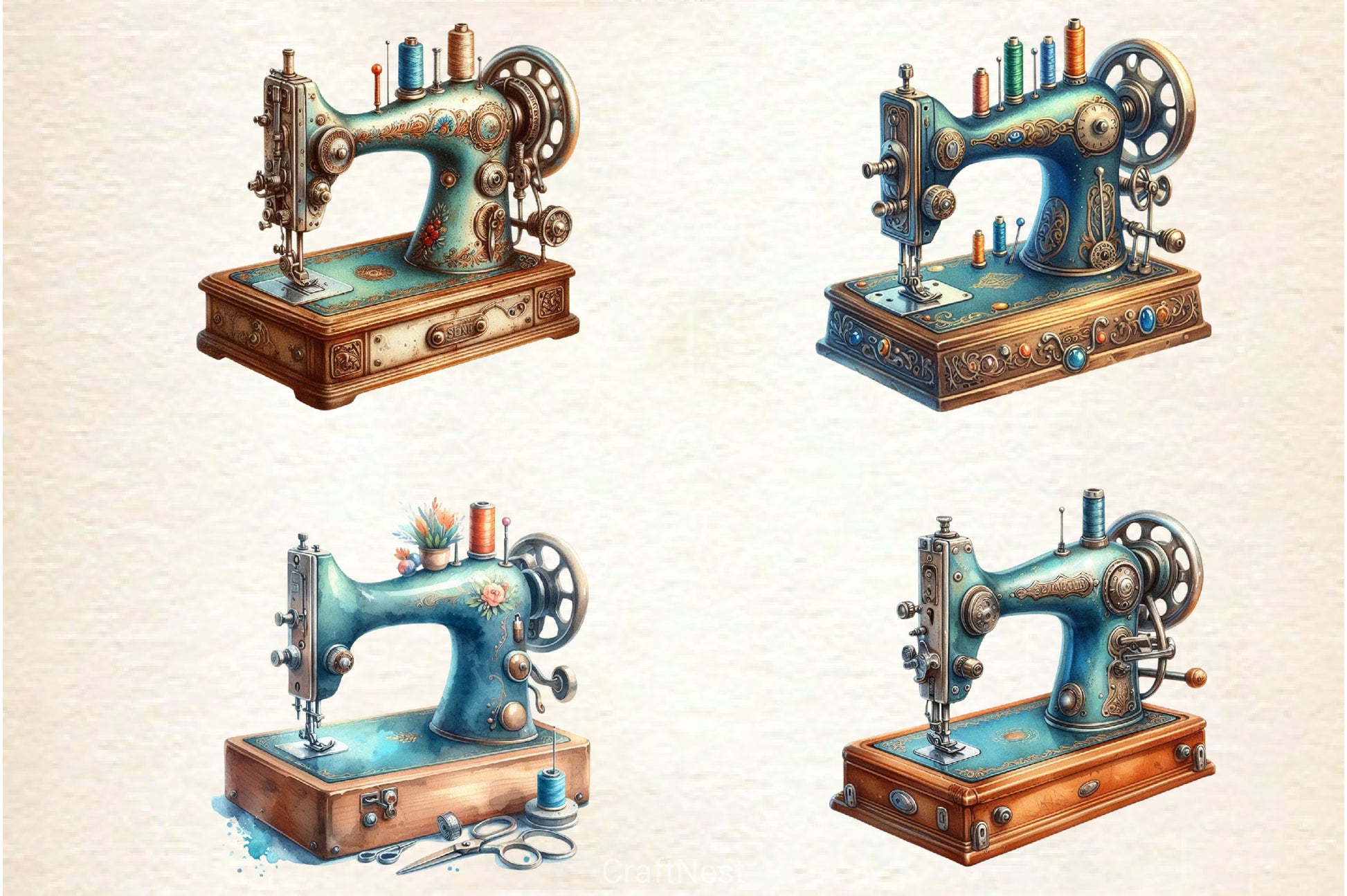 Vintage Sewing Machines Clipart Bundle 2 - CraftNest - Digital Crafting and Art