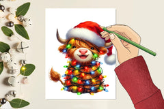 Cute Christmas Highland Cow Clipart - CraftNest - Digital Crafting and Art