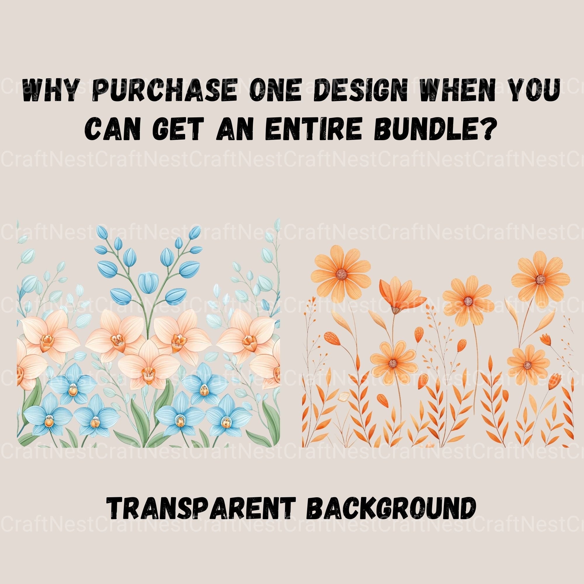 Seamless Flower Border Clipart Bundle - CraftNest - Digital Crafting and Art