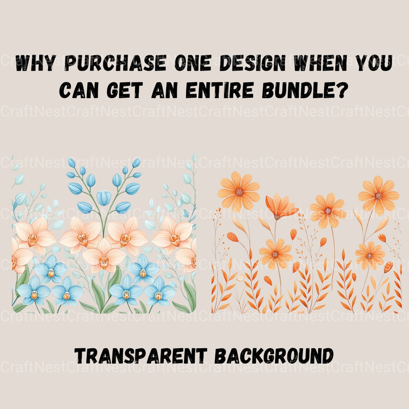 Seamless Flower Border Clipart Bundle - CraftNest - Digital Crafting and Art