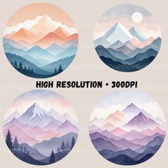 Mountain Landscape Minimalist Clipart Bundle - CraftNest - Digital Crafting and Art