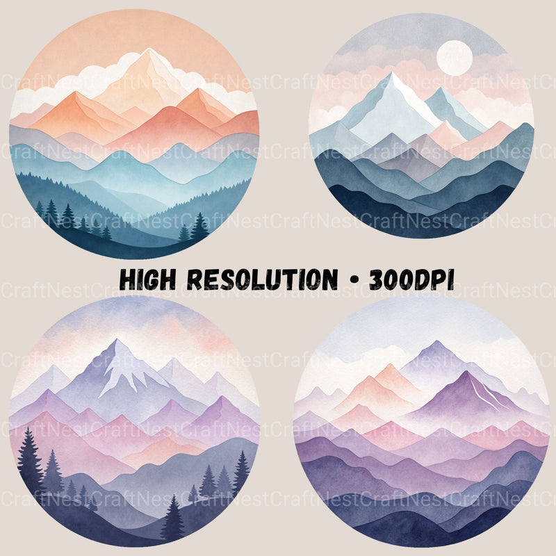 Mountain Landscape Minimalist Clipart Bundle - CraftNest - Digital Crafting and Art