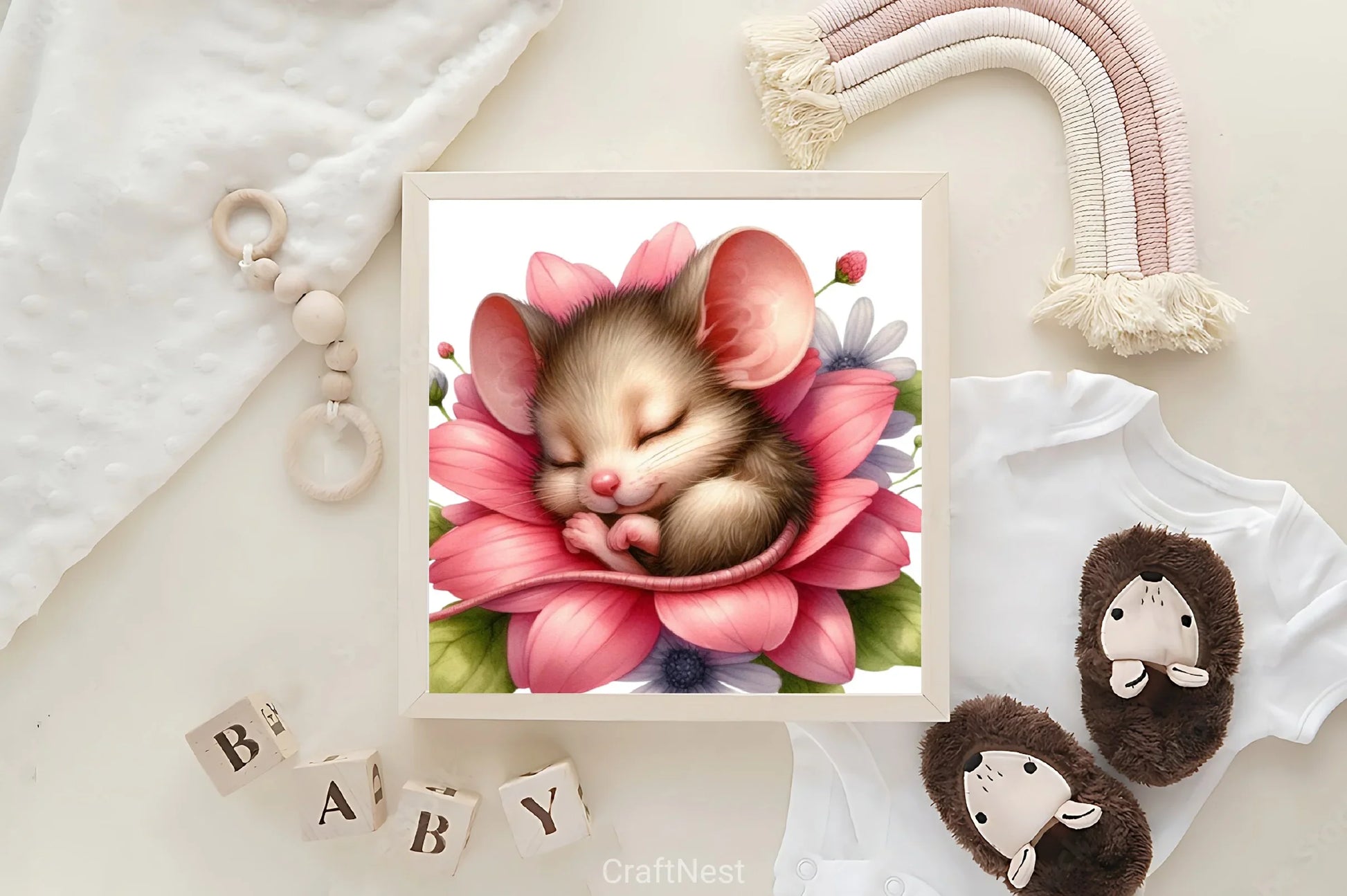 Mouse Sleeping in Flower Clipart Bundle - CraftNest - Digital Crafting and Art