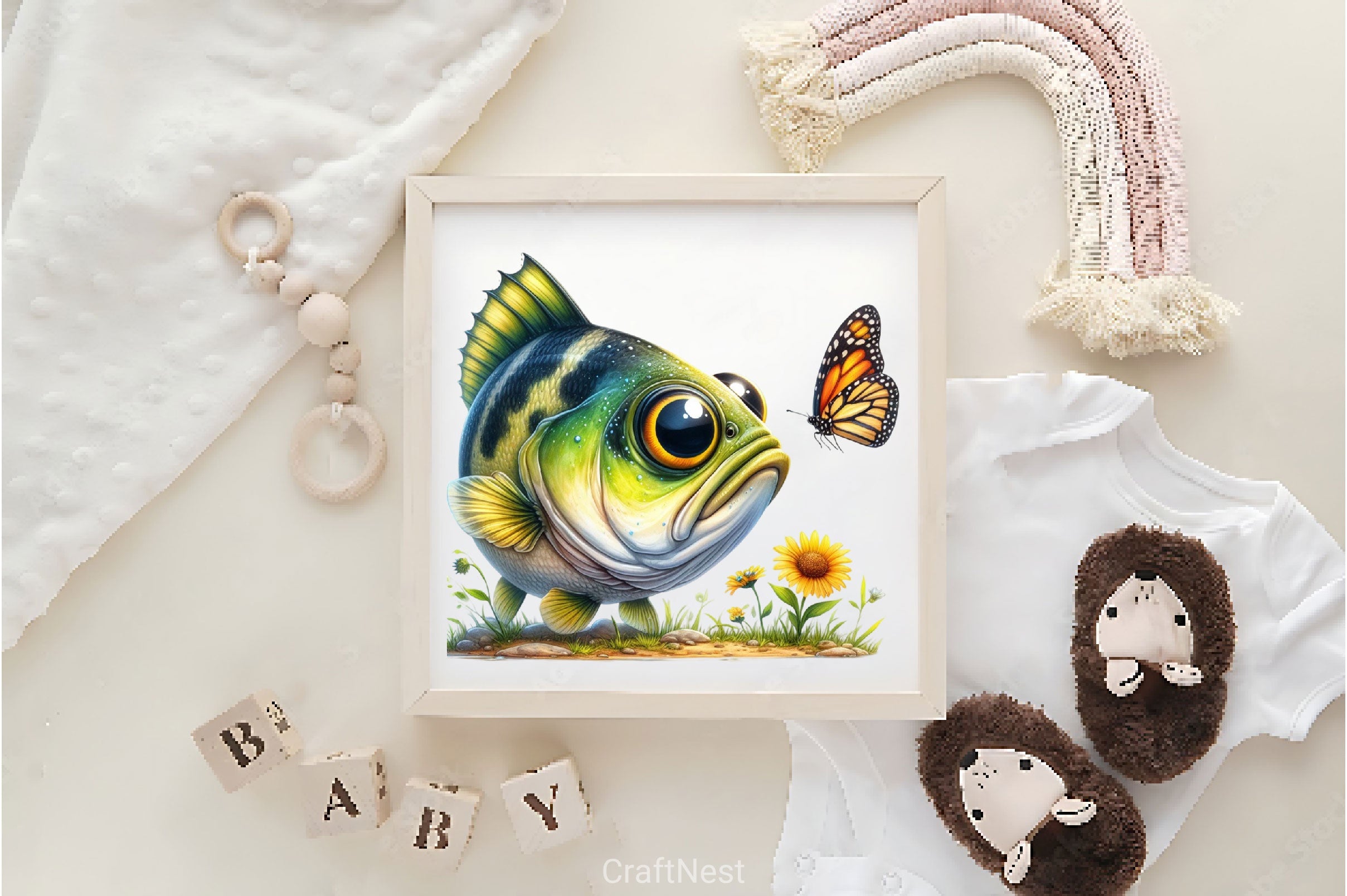 Bass Fishing With Butterflies Clipart Bundle - CraftNest - Digital Crafting and Art