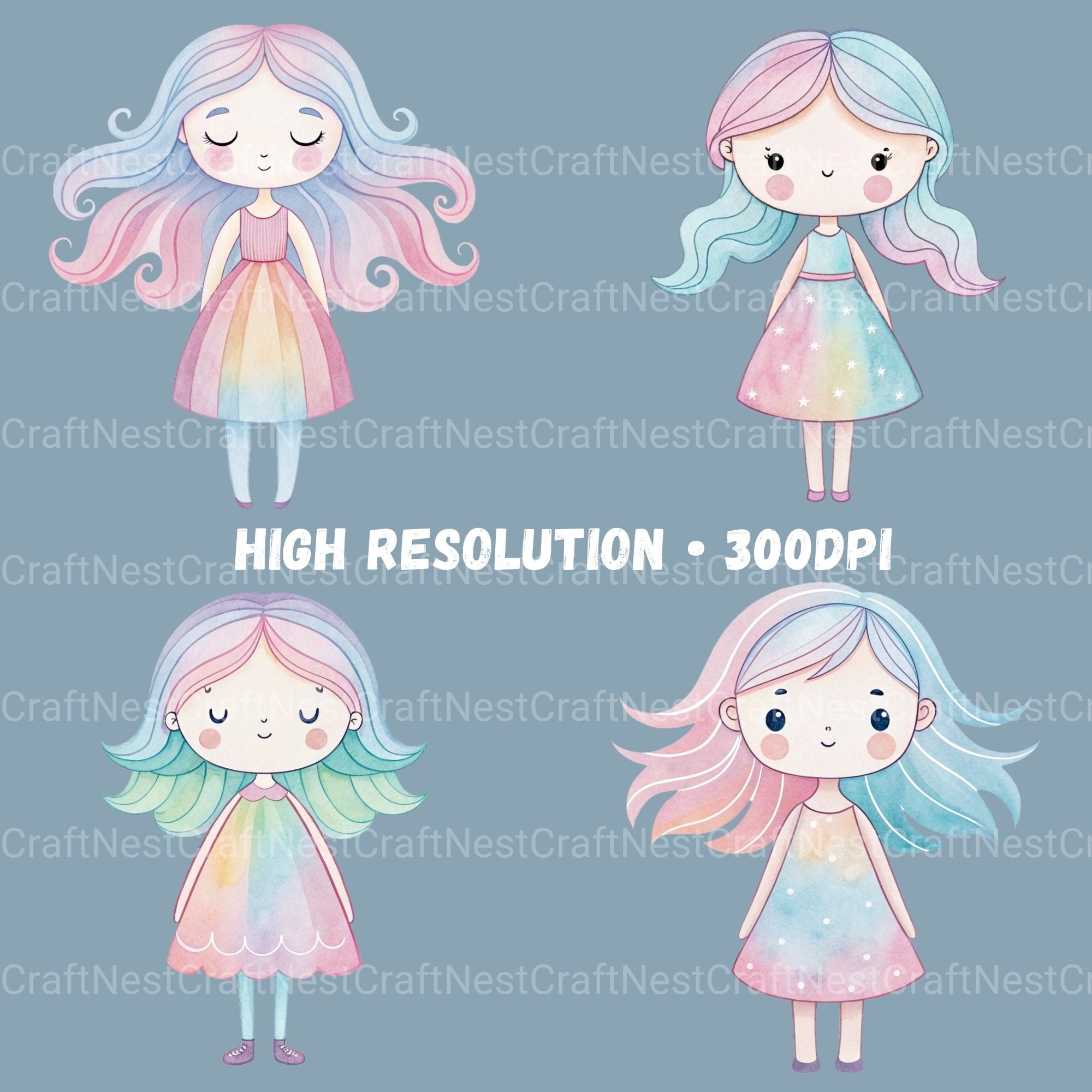 Whimsical Girls Clipart Bundle - CraftNest - Digital Crafting and Art