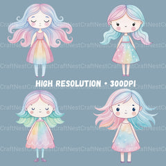 Whimsical Girls Clipart Bundle - CraftNest - Digital Crafting and Art
