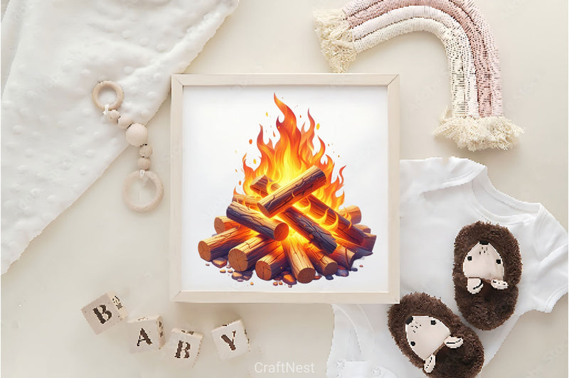Wooden Bonfire Clipart Bundle 2 - CraftNest - Digital Crafting and Art