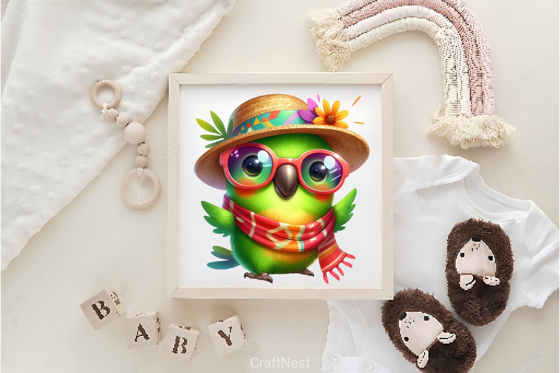 Cute Funny Green Parrot Clipart Bundle - CraftNest - Digital Crafting and Art