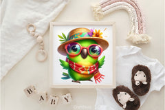 Cute Funny Green Parrot Clipart Bundle - CraftNest - Digital Crafting and Art