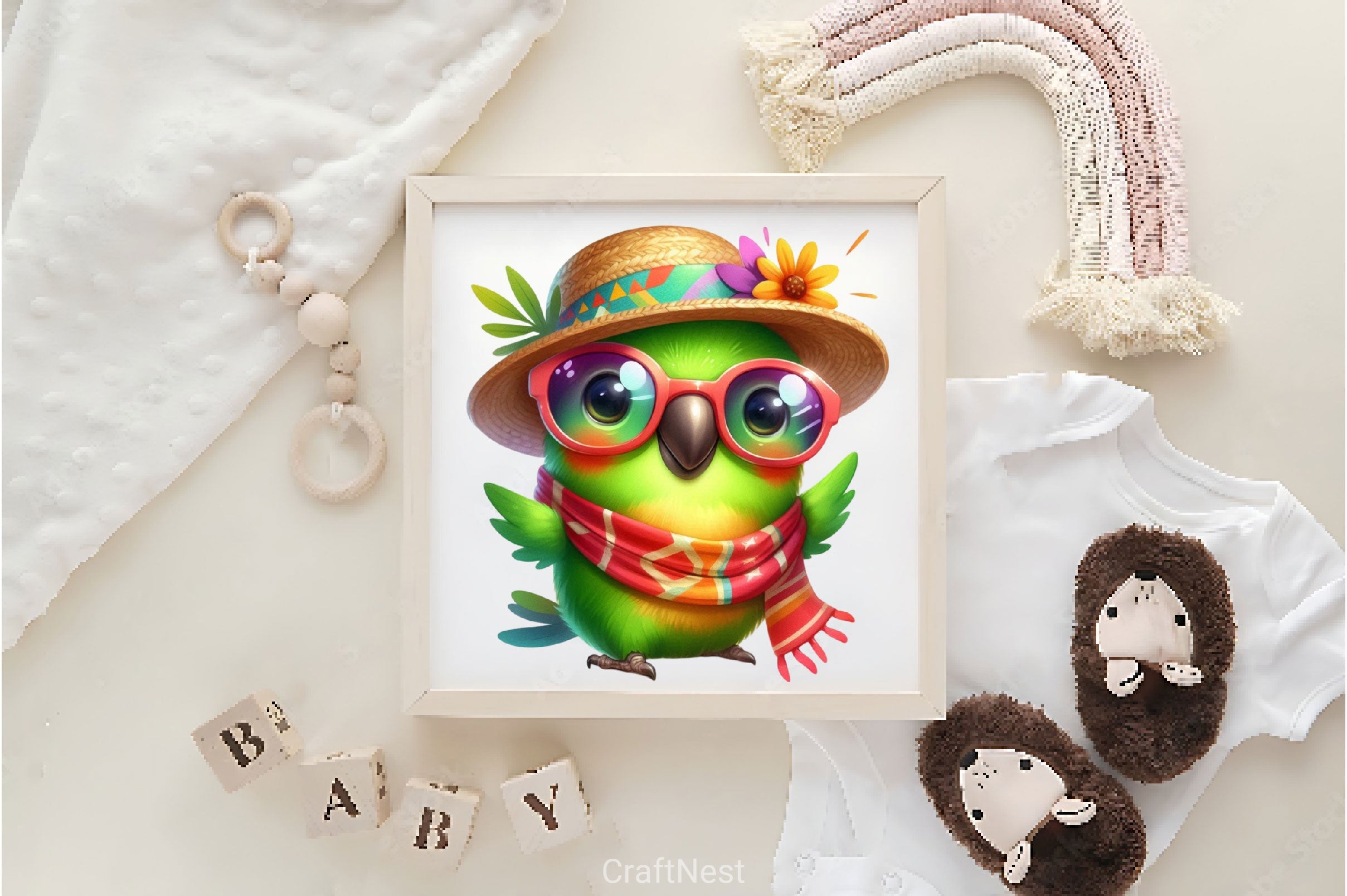 Cute Funny Green Parrot Clipart Bundle - CraftNest - Digital Crafting and Art