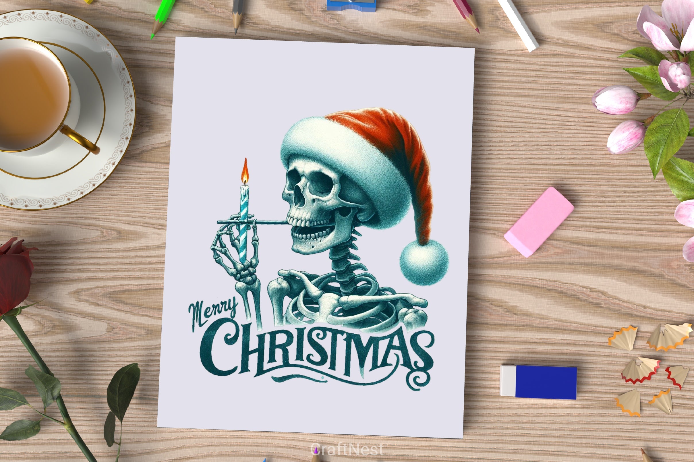 Retro Christmas Skeleton Clipart Bundle 1 - CraftNest - Digital Crafting and Art