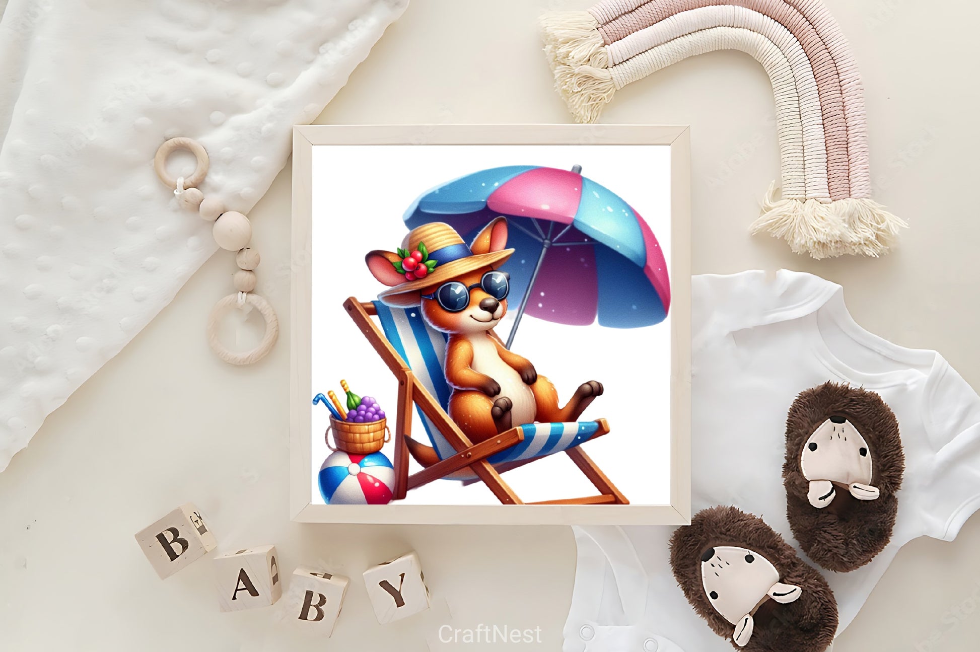 Cute Kangaroo Beach Clipart Bundle - CraftNest - Digital Crafting and Art