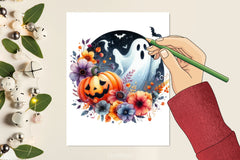 Ghost Pumpkin Floral Halloween Clipart Bundle - CraftNest - Digital Crafting and Art