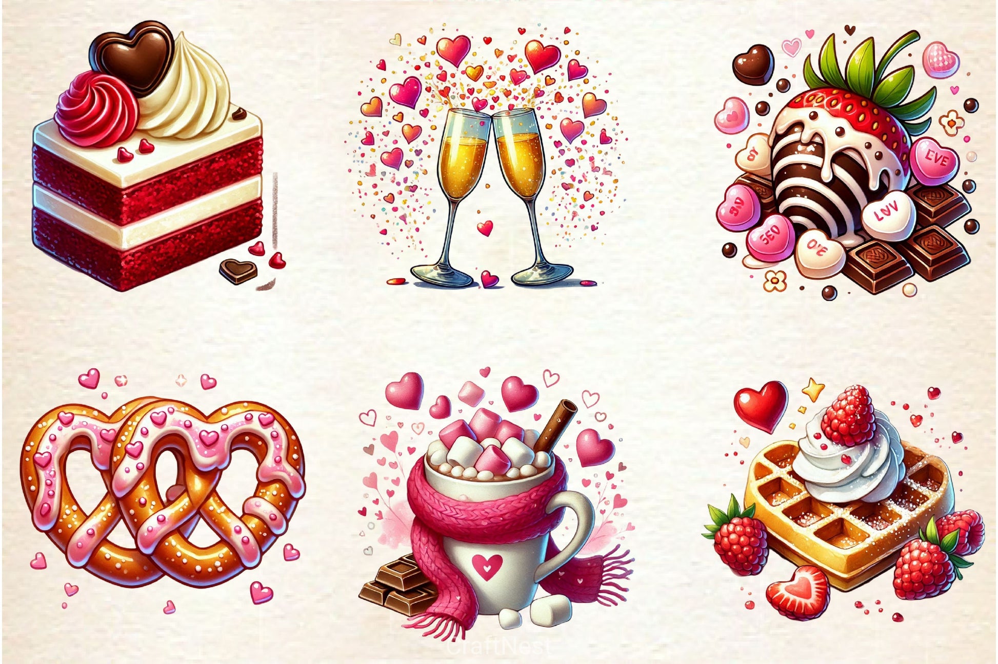 Valentines Day Food Clipart Bundle 2 - CraftNest - Digital Crafting and Art