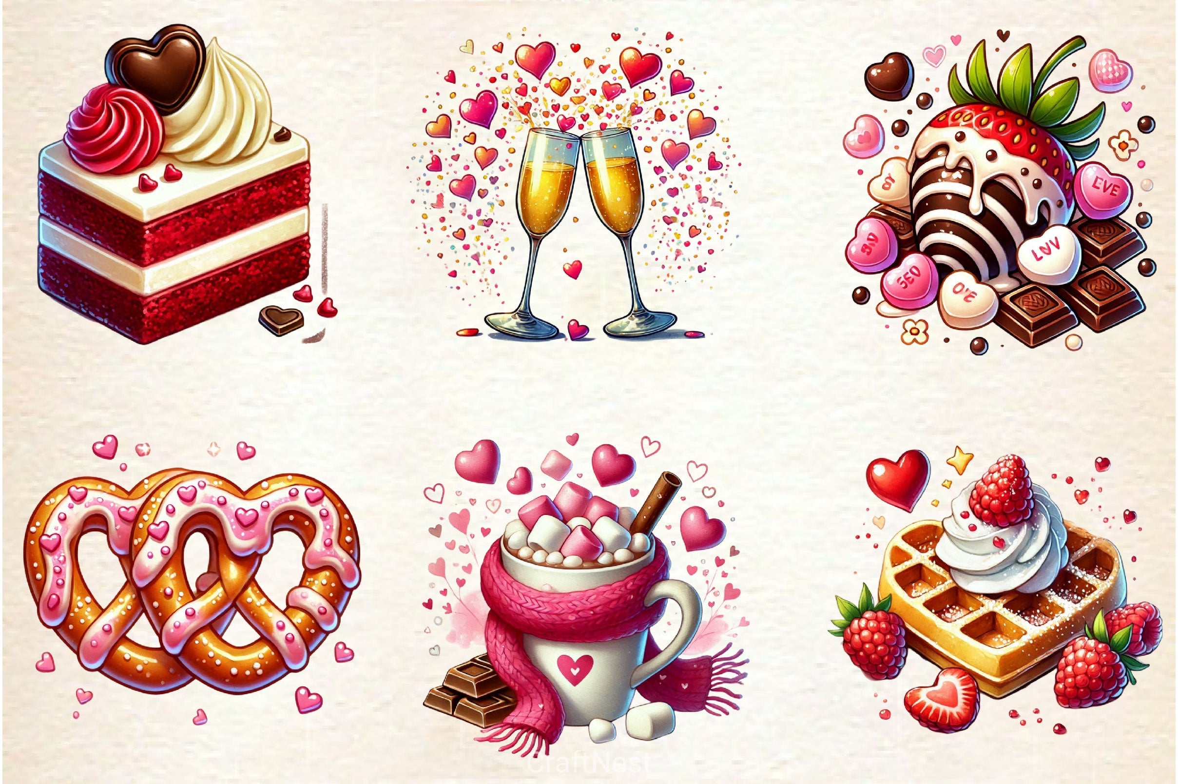 Valentines Day Food Clipart Bundle 2 - CraftNest - Digital Crafting and Art