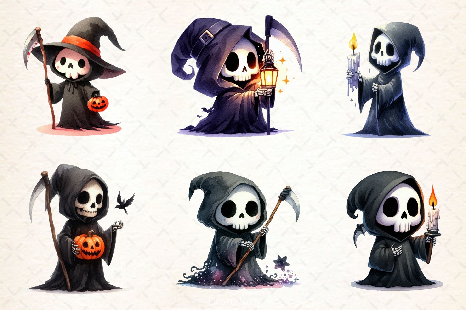 Cute Grim Reaper Clipart Bundle 2 - CraftNest - Digital Crafting and Art