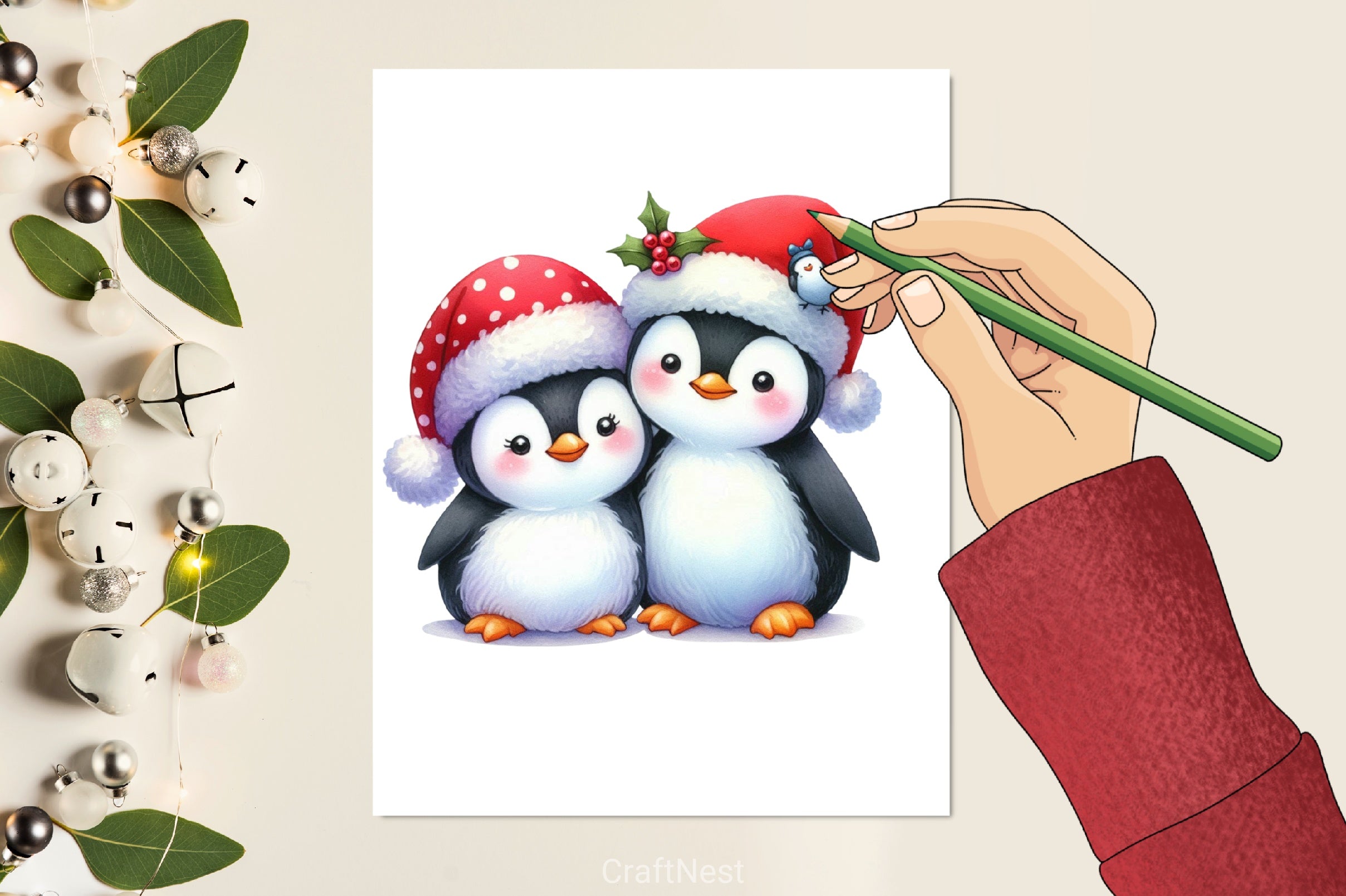 Christmas Penguin Couple Clipart Bundle - CraftNest - Digital Crafting and Art