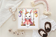 Cute Easter Animals On Swing Clipart Bundle - CraftNest - Digital Crafting and Art
