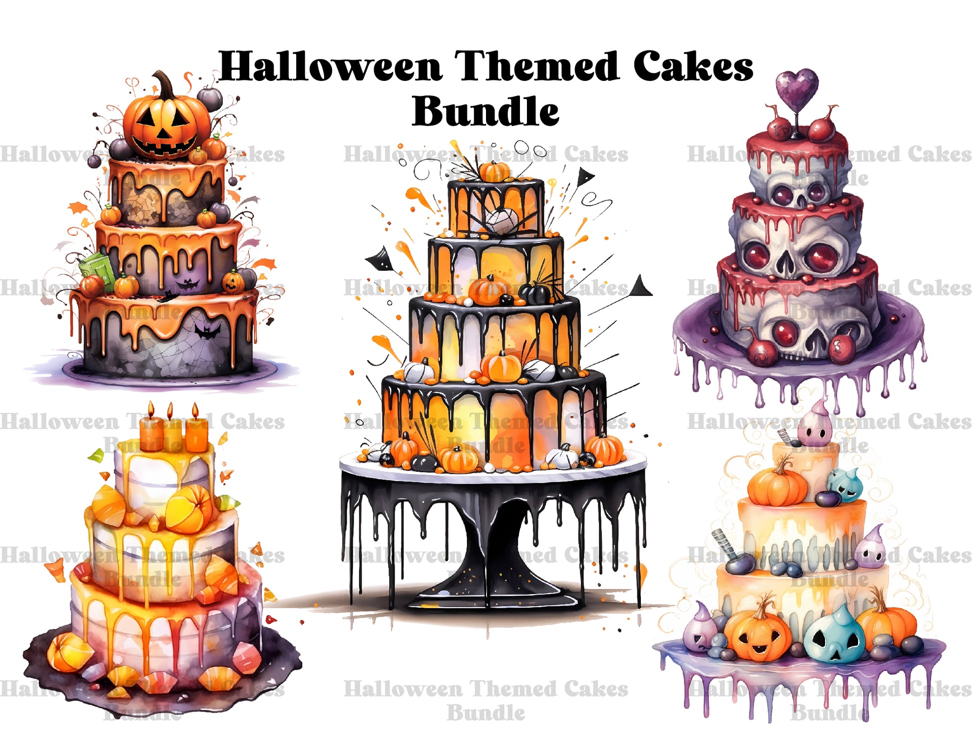 Halloween Themed Cakes Clipart - CraftNest