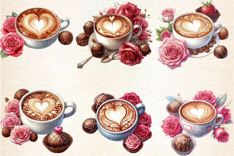 Valentine Coffee Cup Clipart Bundle 99 - CraftNest - Digital Crafting and Art