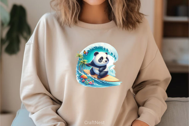 Cute Animals Surfing Clipart Bundle - CraftNest - Digital Crafting and Art