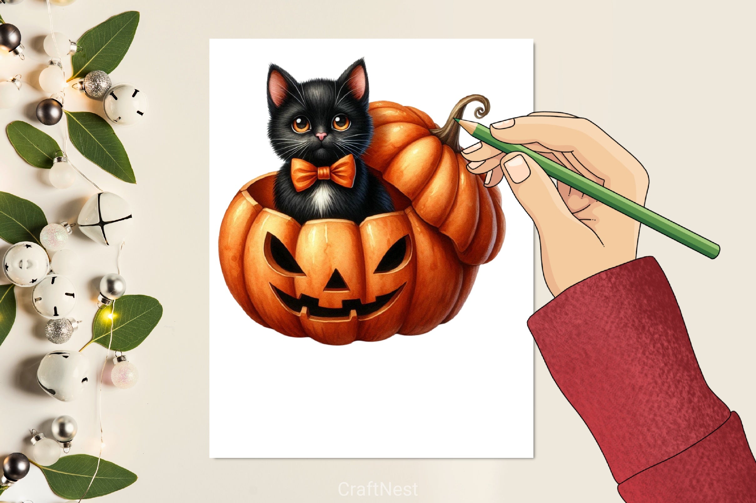Halloween Cat & Pumpkin Clipart Bundle - CraftNest - Digital Crafting and Art
