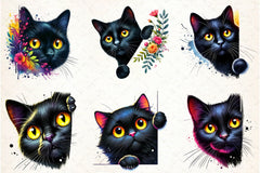 Black Cat Peeking Clipart Bundle - CraftNest - Digital Crafting and Art