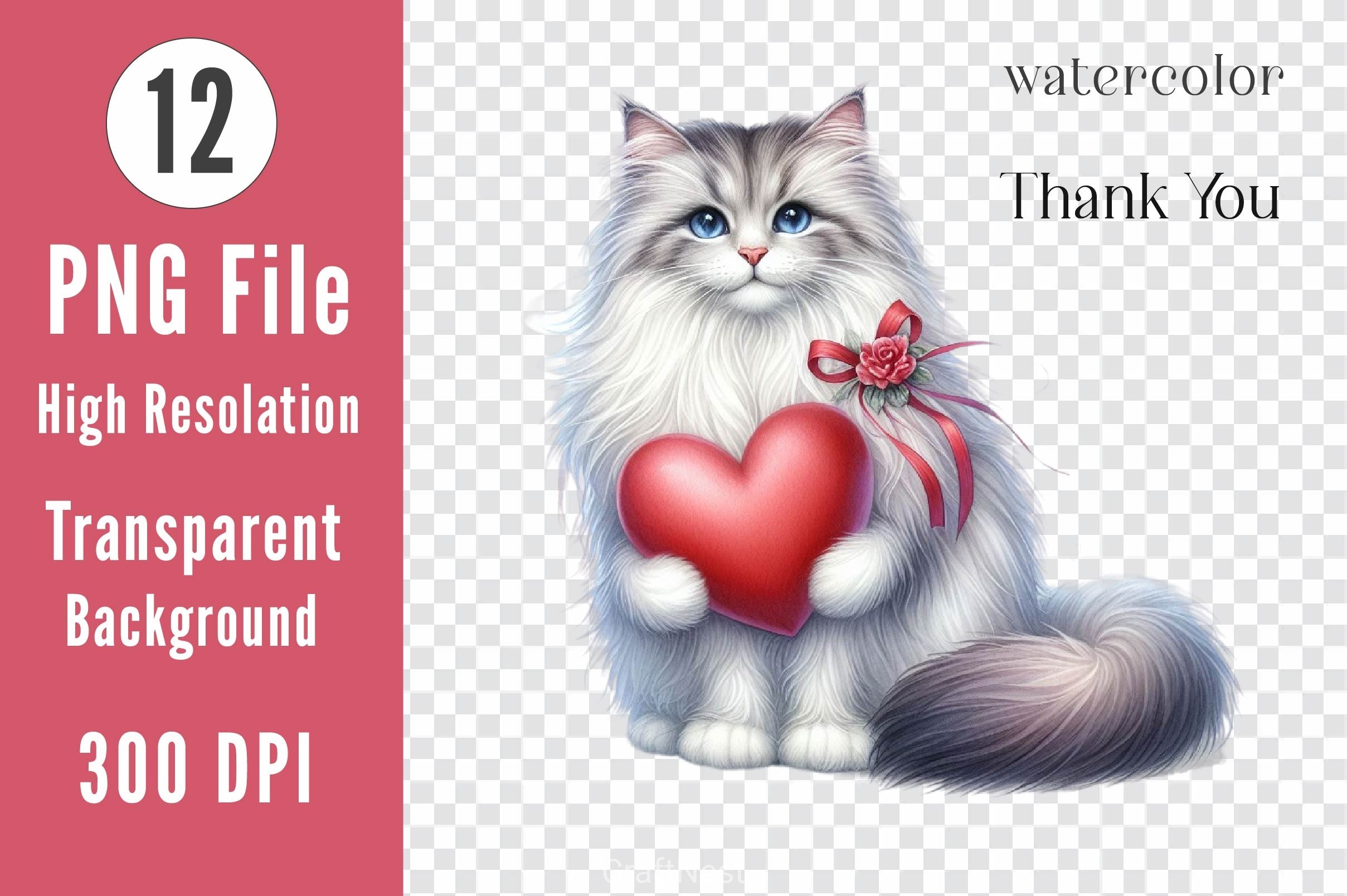 Cute Valentine Cat Clipart Bundle - CraftNest - Digital Crafting and Art