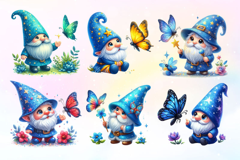 Cute Gnome With Butterfly Clipart Bundle 2 - CraftNest - Digital Crafting and Art