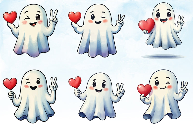 Valentine's Day Ghost Clipart Bundle - CraftNest - Digital Crafting and Art