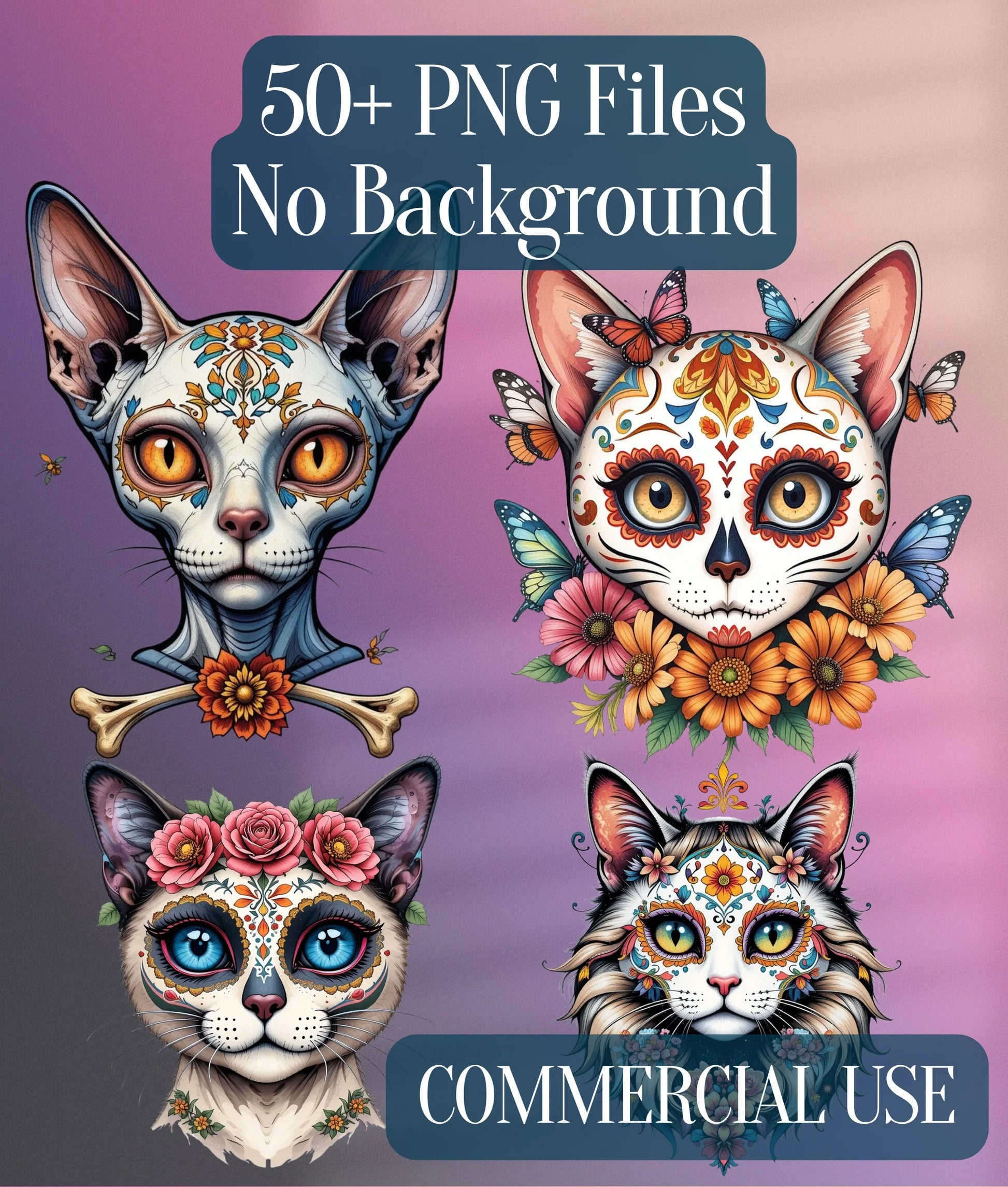 Dia de los Muertos Cats Clipart Bundle - CraftNest - Digital Crafting and Art