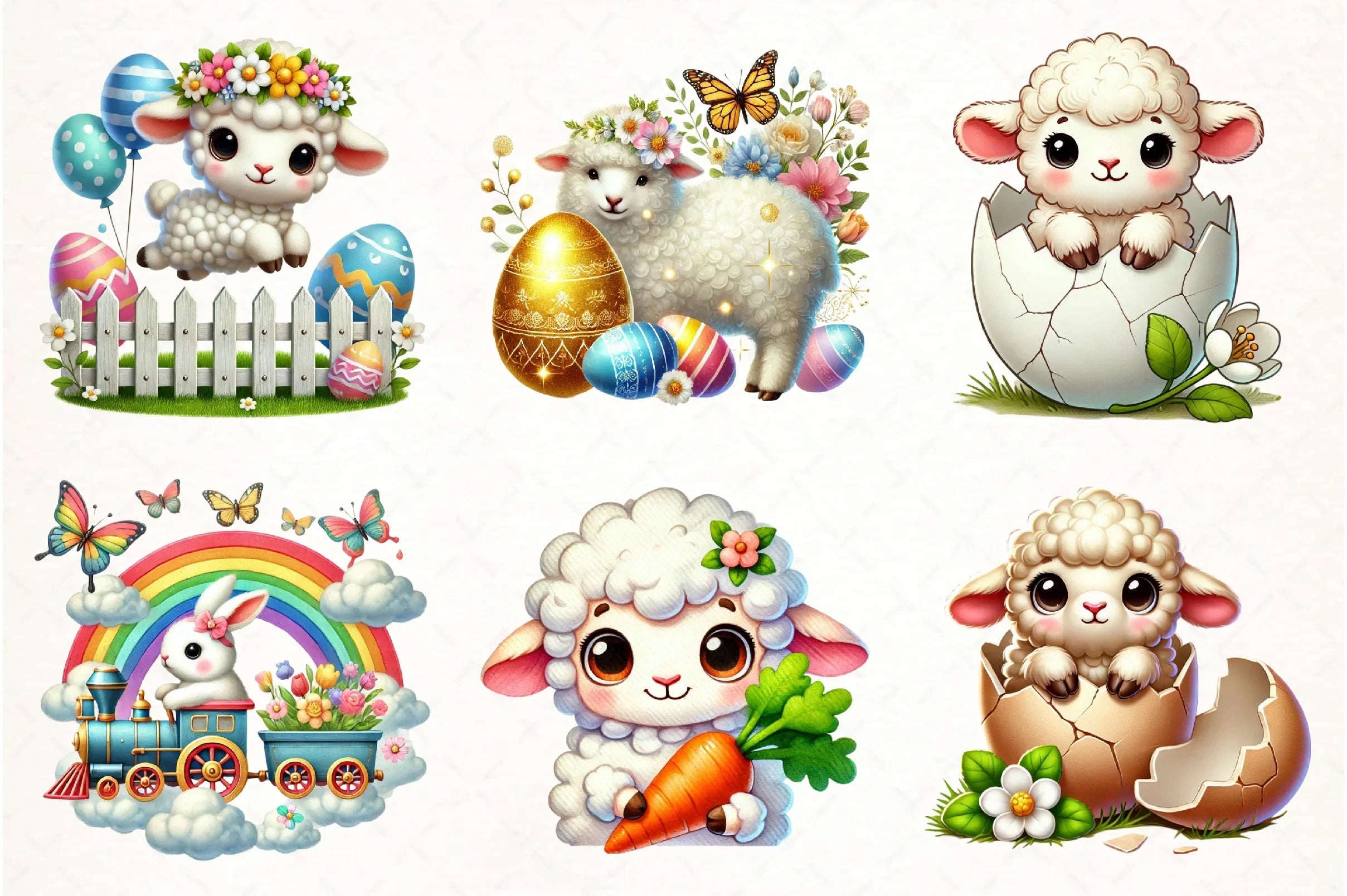 Happy Easter Sheep Clipart Bundle - CraftNest - Digital Crafting and Art