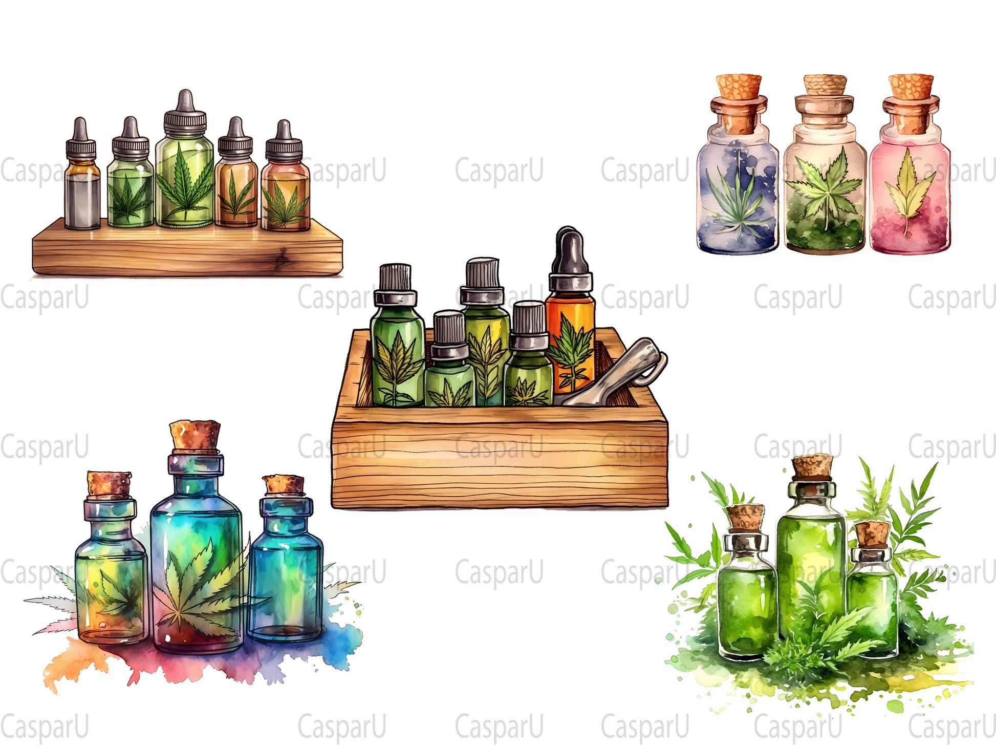 Cannabis Essential Oil Bottles clipart - CraftNest