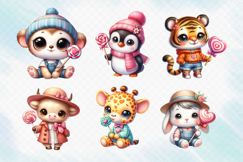 Cute Outfit Baby Animals Clipart Bundle 2 - CraftNest - Digital Crafting and Art