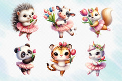 Cute Animals And Tulip Flower Clipart Bundle 4 - CraftNest - Digital Crafting and Art