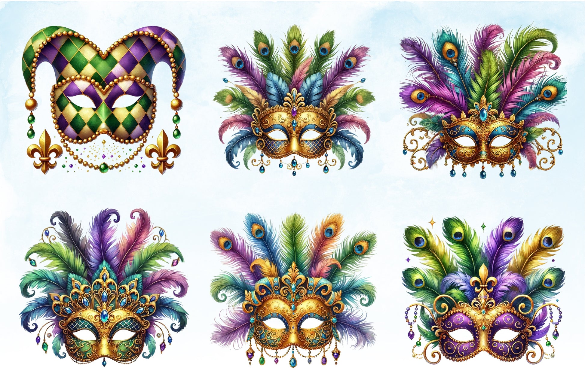 Mardi Gras Mask Clipart Bundle 5 - CraftNest - Digital Crafting and Art