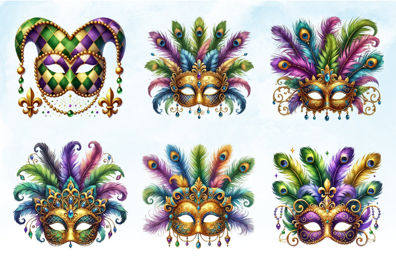 Mardi Gras Mask Clipart Bundle 5 - CraftNest - Digital Crafting and Art