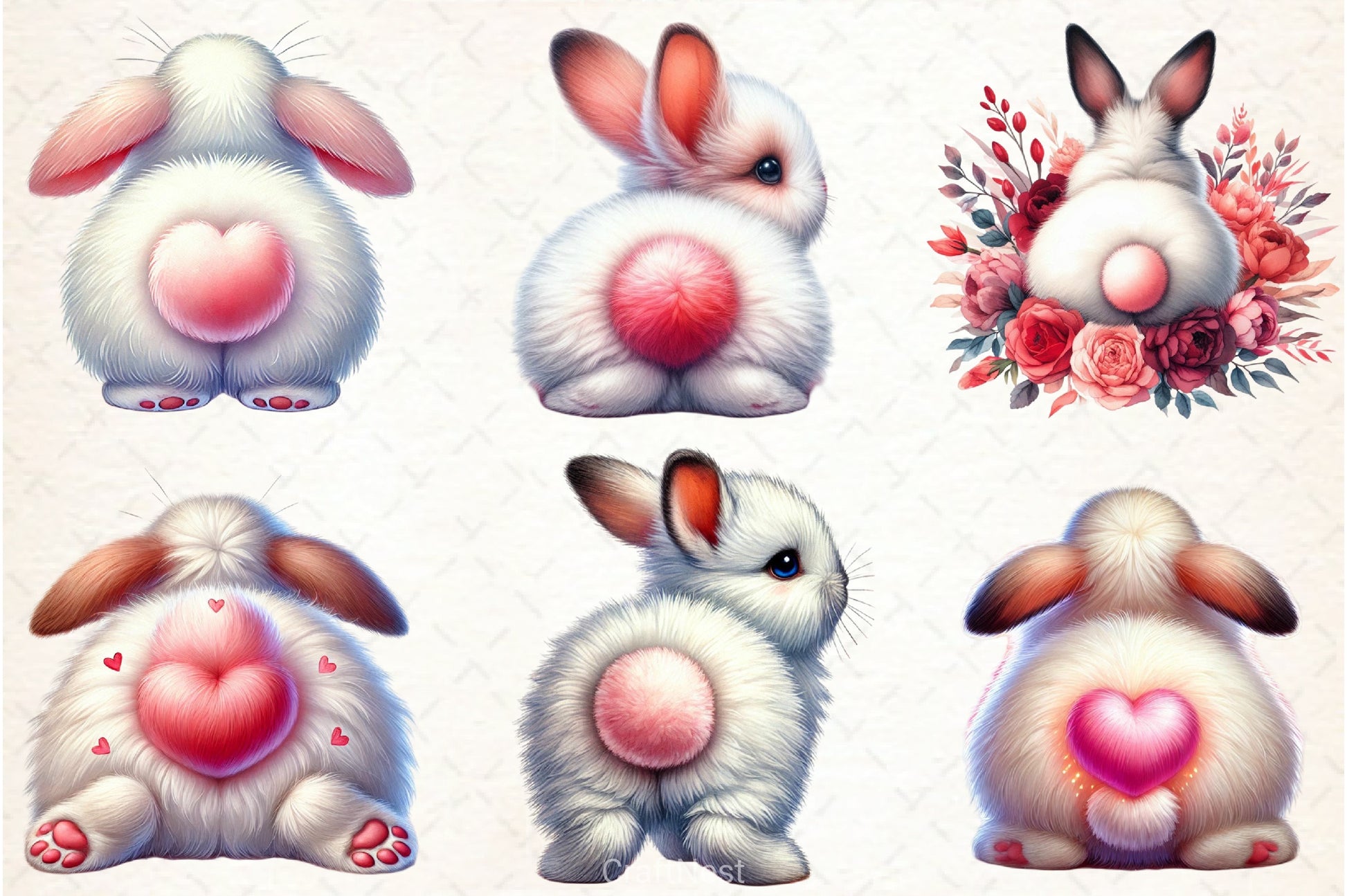 Valentine Bunny Butt Clipart Bundle - CraftNest - Digital Crafting and Art