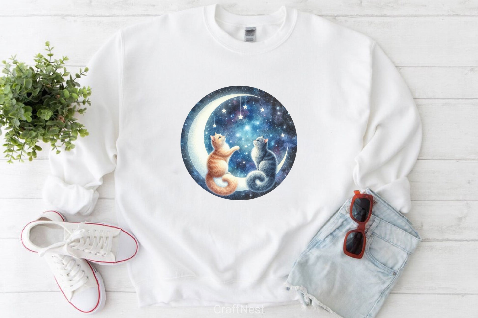 Cats on Crescent Clipart Bundle - CraftNest - Digital Crafting and Art